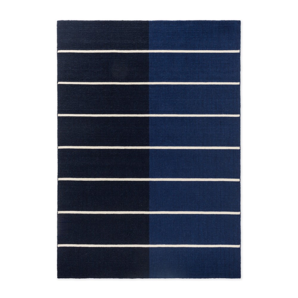 Tiibet Wool Geometric Rugs 132808 by Marimekko in Deep Blue